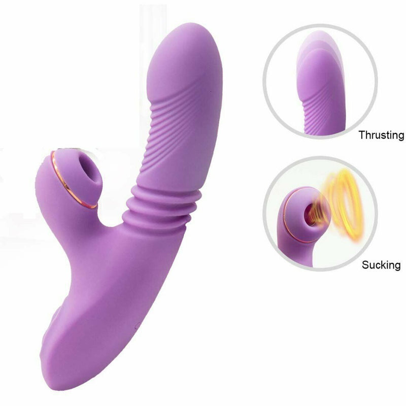 Rechargeable Clit Sucking Thrusting G-spot Vibrator Dildo Sex-toys For Women