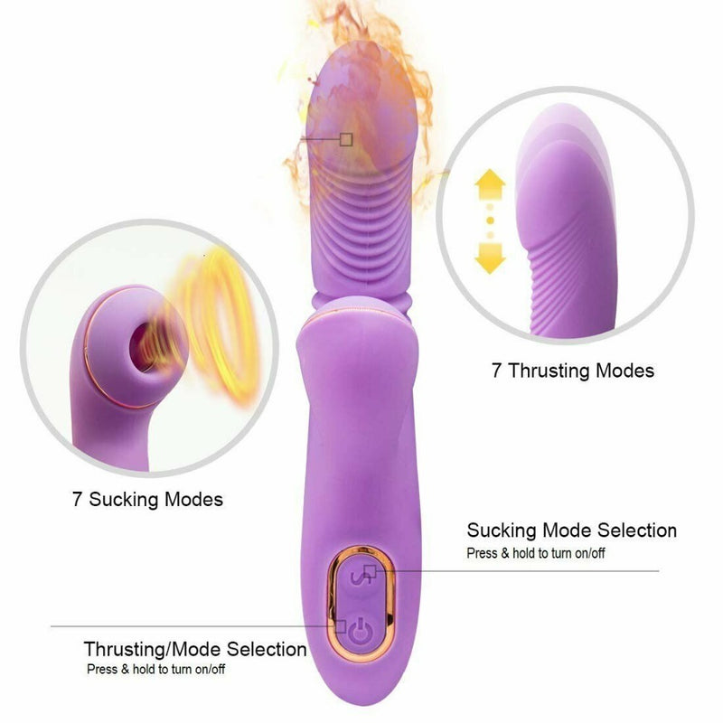 Rechargeable Clit Sucking Thrusting G-spot Vibrator Dildo Sex-toys For Women