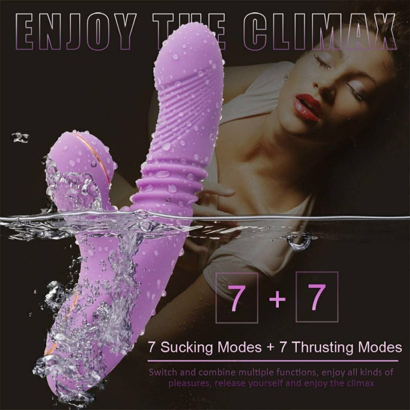 Rechargeable Clit Sucking Thrusting G-spot Vibrator Dildo Sex-toys For Women