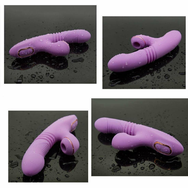 Rechargeable Clit Sucking Thrusting G-spot Vibrator Dildo Sex-toys For Women