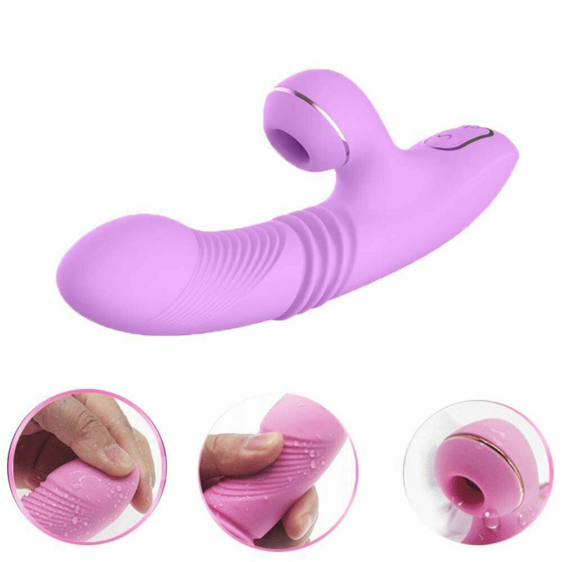 Rechargeable Clit Sucking Thrusting G-spot Vibrator Dildo Sex-toys For Women