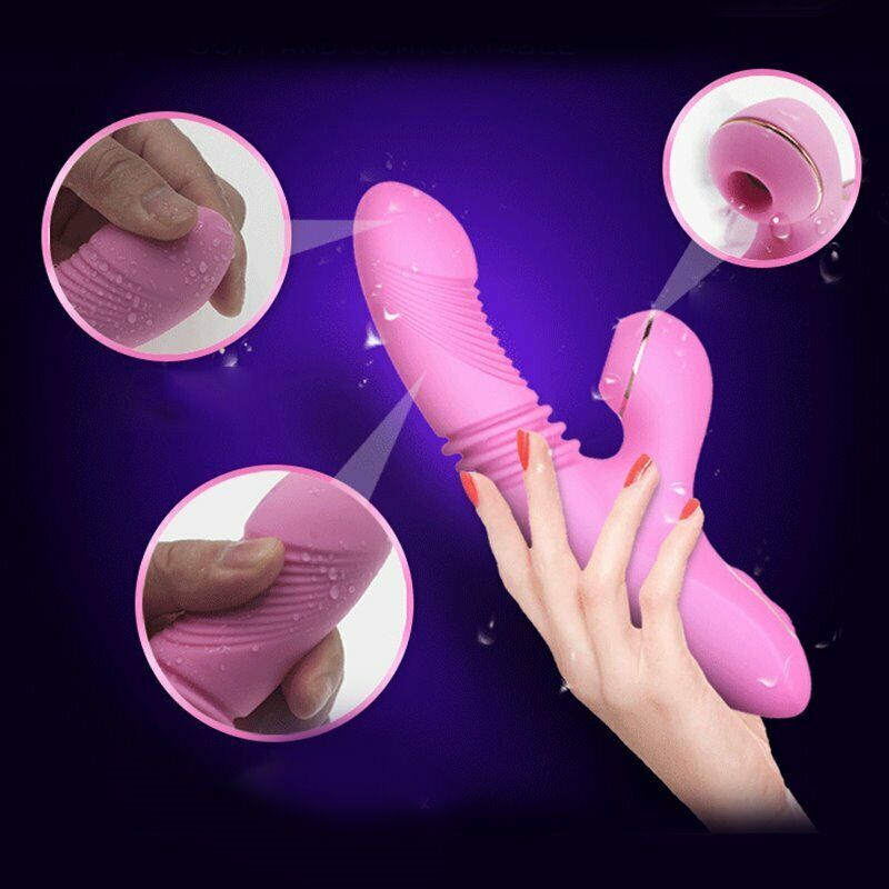 Rechargeable Clit Sucking Thrusting G-spot Vibrator Dildo Sex-toys For Women