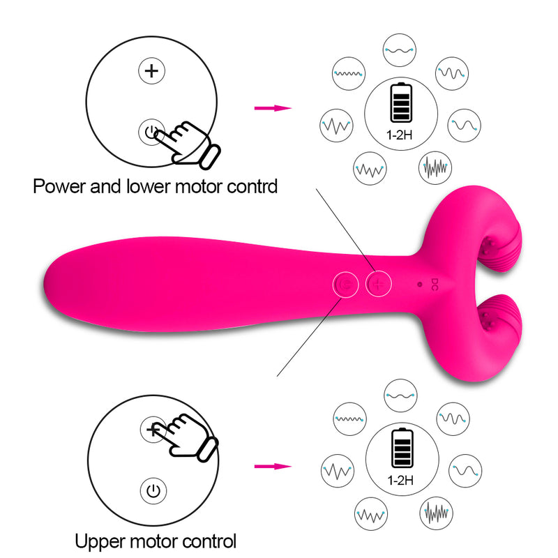 Dildo Vibrator Sex Toys G-Spot 3 Motors Anal Vagina Double Penetration Clitoris Penis