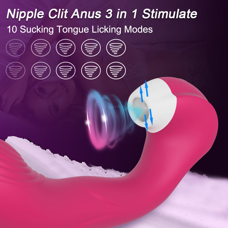 3 in 1 Clitoral Vagina Sucking Licking Vibrator Female G Spot Vibrating