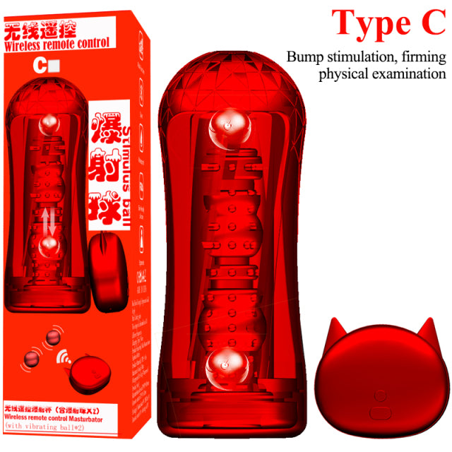 Red Male Masturbator Vaginal Sex Toys, Remote Control Vibrator Vagina Adult Vacuum Cup