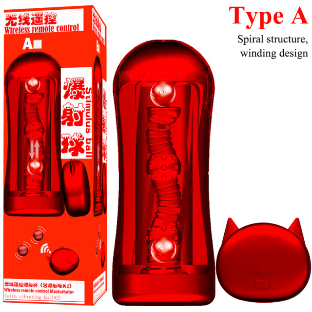 Red Male Masturbator Vaginal Sex Toys, Remote Control Vibrator Vagina Adult Vacuum Cup
